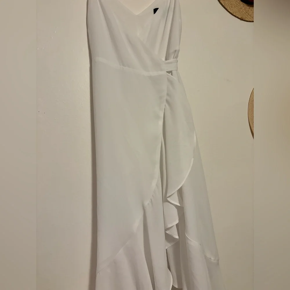 Lulu's White High Low Wrap Dress - Picture 4 of 8
